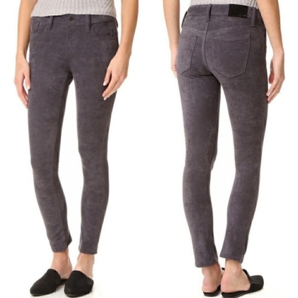 Joes Jeans Flawless The Icon Mid Rise Skinny Ankle Faux Suede Grey Jeans